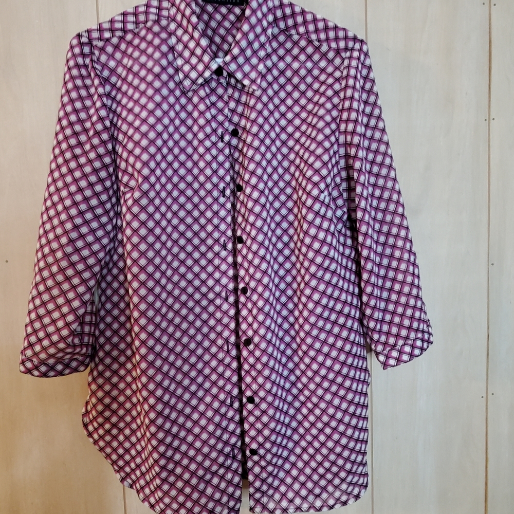 Attention Pink, Black and White Blouse Shirt Size M